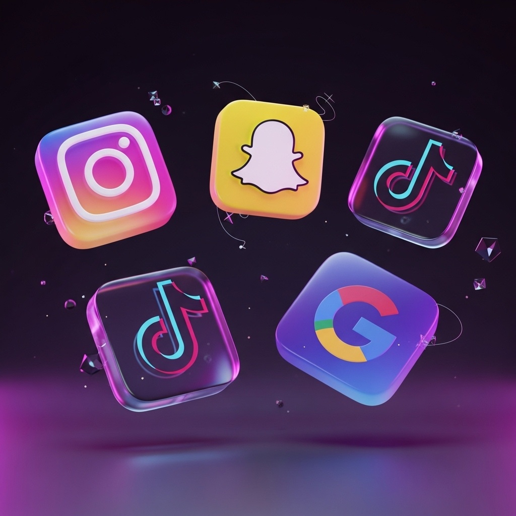 أيقونات منصات التواصل الاجتماعي بتصميم ثلاثي الأبعاد